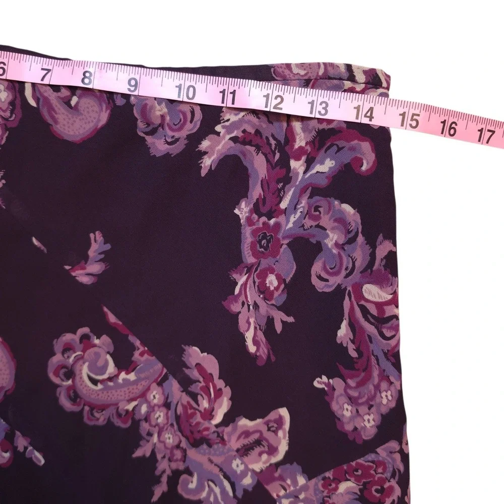 Worthington Petite Purple Paisley A-Line Skirt‎ Size Med Side Zip Lined Floral